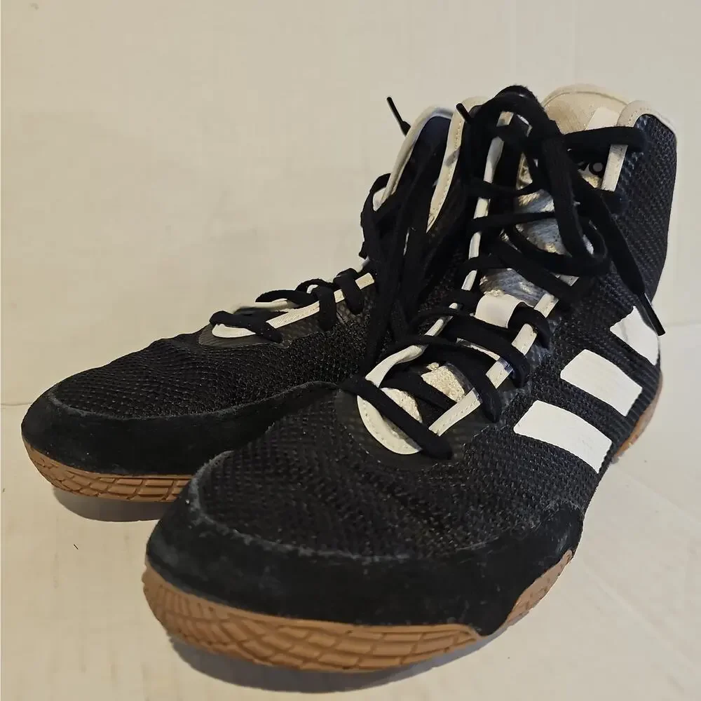 Adidas Wrestling Shoes Mens 10.5 Black High Top Sneakers Athletic Gym FZ5388